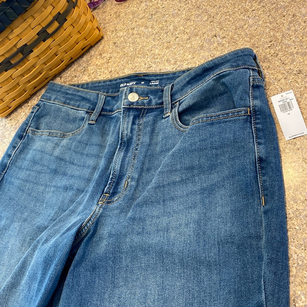 NWT Old Navy High Rise Loose Blue Jeans 10